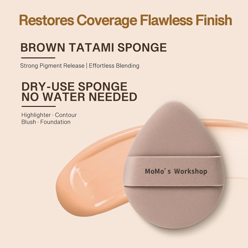 Momo's Workshop Makeup Sponge Puff, Large Beauty Puff for Quick
