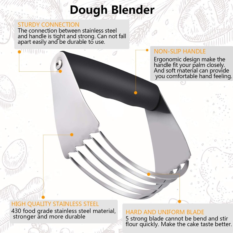 Dough Blender - Stainless Steel Pastry Cutter Set, Blender +