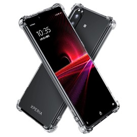 Hy+ Xperia 1 III Shockproof Case, SO-51B SOG03 Cover, Strap Hole, US Military MIL Standard, Clear, Built-in Shock Absorption Pocket, TPU Case