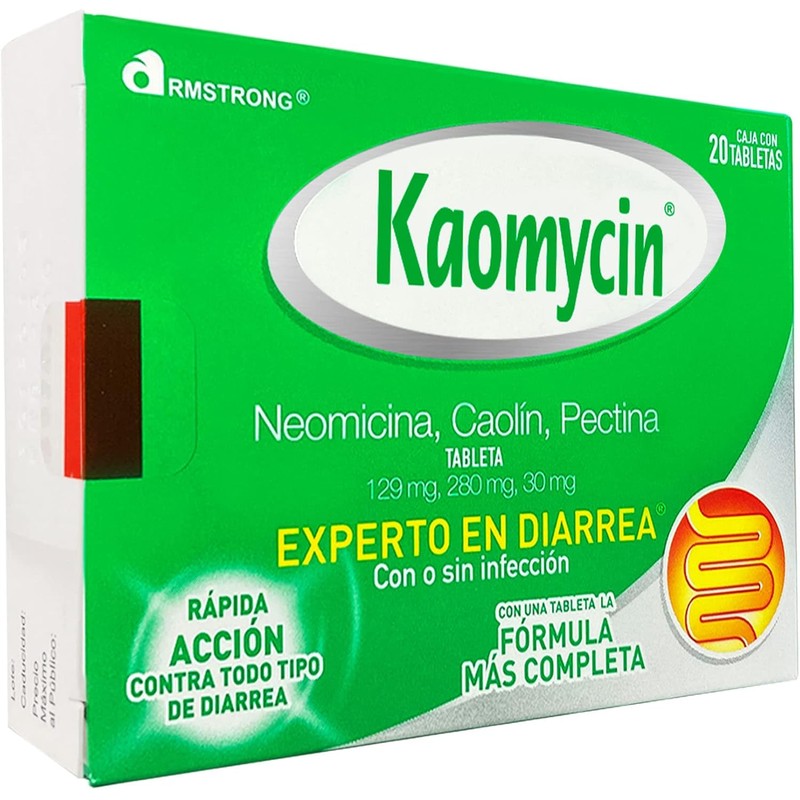 Kaomycin Antidiarreico, Caja con 20 Tabletas, Alivio Rápido y Efectivo