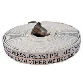 BMF XL.01 Fire Hose Polyester Single Jacket | TPU Lined Heavy Duty with Aluminum Seamless Couplings Pressure Hose | Firefighting Water hose, Emergency Use, Water Transfer | 75 ft x 1.5", 250 PSI