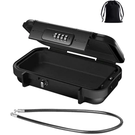 RUNTOO MU Portable Safe Box, Security Lock Case with 4-Digit Code, Waterproof Shockproof Travel Safe Lock Cash Box with Removable Wire Rope for Dorm, Travel, Beach, Hotel, Car, Home, Office