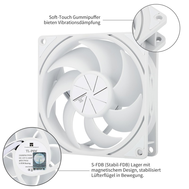 Thermalright TL-P9W CPU PWM Fan PC Case Fan Silent 4PIN