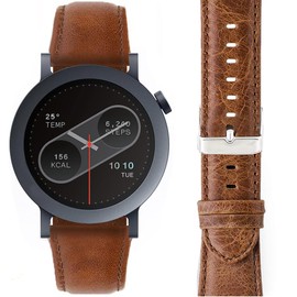 Lamshaw Compatible with CMF Watch Pro 2 Band, Crazy Leather Replacement Smartwatch Strap Wristband Compatible for CMF Watch Pro, Watch Pro 2 Smartwatch (22mm size band, Brown)