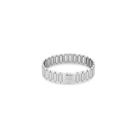 Calvin No Small Men's Structured Links Stainless Steel Link Bracelet - Available in Green or Silver, Stainless Steel, No gemstone