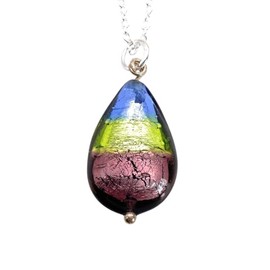 Murano Glass Pendant, Murano Bead, Blown Glass Pendant, Handmade Glass Pendant, Venetian Beaded Pendant with Certificate of Authenticity, Dainty 2cm x 1.3cm (MGB6)