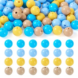 Beadthoven - 100 abalorio redondas de acrílico de 12 mm, color azul cielo, abalorio acrílicas lisas y opacas, de plástico surtidas, pequeñas abalorio de chicle, espaciadores para hacer joyas,