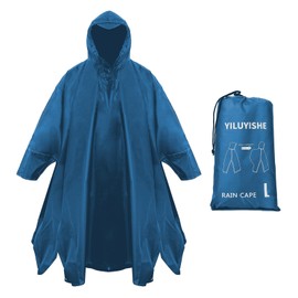 YILUYISHE - Poncho de lluvia unisex para adultos, chamarra impermeable con capucha para senderismo, camping y al aire última intervensión, azul mar, Large