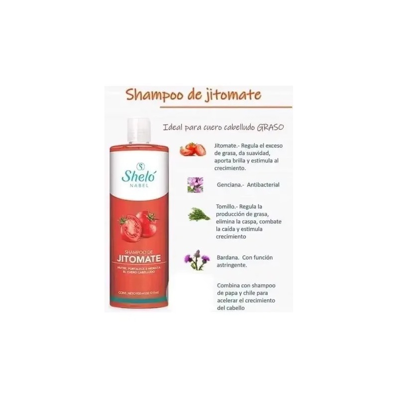 Shampoo De Jitomate Crece Cabello Suaviza Shelo Nabel 950ml