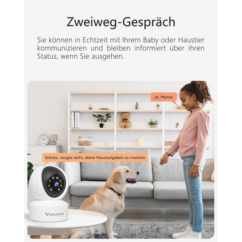 VSTARCAM Indoor Surveillance Camera - 2K QHD, 360° WLAN Indoor