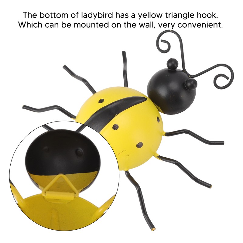 4Pcs Ladybug Wall Decor Lady Bug Ornament Wrought Iron Insect