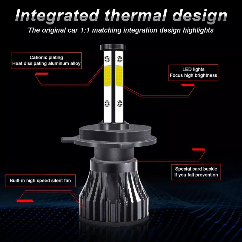 SHENKENUO 6000K LED High/Low Beam Headlight + Fog Light Bulbs