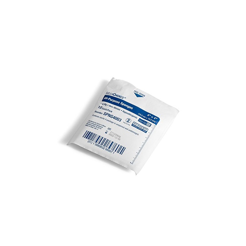 MediChoice All-Purpose Sponge, Non-Woven, Sterile, Hypoallergenic, 4x4 Inch, White, 1314SPNG4003