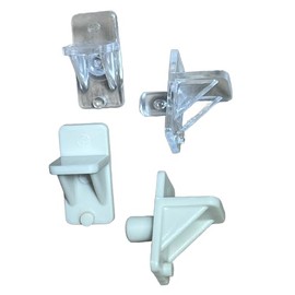 Shelf Support Clips ¼” peg (Choose Your Shelf Clip Color! Almond or Clear) Kitchen/Cabinet Shelf Clips/Furniture Clips/New or Replacement/10 Plastic Support Clips per Package/by E.H.C. (Clear)