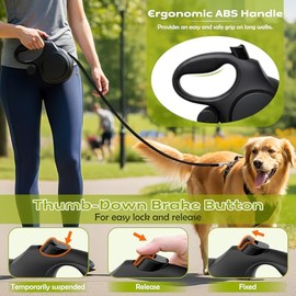 Correa Retráctil para Perros de 8 m, Correa Ajustable Antienredos 360°, Mango Ergonómico, para Perros Pequeños, Medianos y Grandes hasta 50 kg, con Di