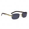Black Gradient Tint Vintage Woodgrain Rimless Men Women Gold Frame