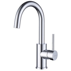 Single Hole Bar Faucet Chrome, WiPPhs Small Kitchen Sink Faucets with Hot and Cold Supply Lines, Single Handle Modern Wet Bar Faucet