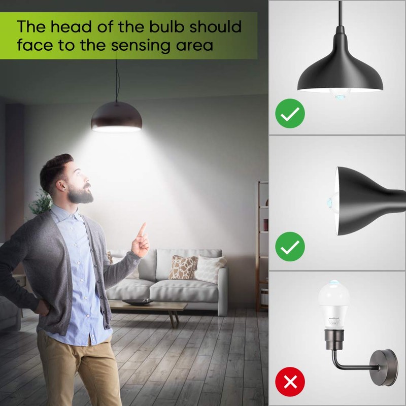 Motion Sensor Light Bulbs, PIR Movement Activated Dusk to Dawn