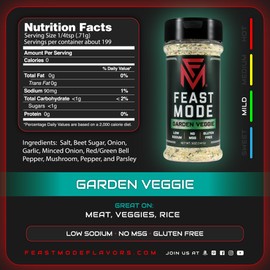 Feast Mode Flavors | Dirty Garden Pack | 2 count | 5oz seasonings | Garden Veggie | Dirt BBQ Rub | meal prep seasoning, low sodium, no msg, gluten free, low calorie, no artificial fillers, healthy flavoring