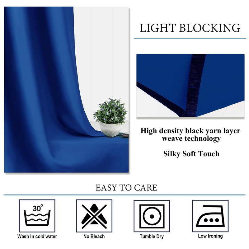 Diraysid Royal Blue Blackout Curtains for Bedroom and Living Room