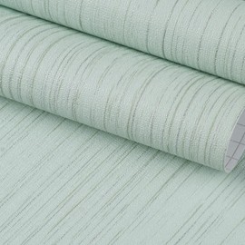 FunStick Papel pintado de tela de hierba verde claro Pelar y pegar Tela removible verde menta texturizada autoadhesiva15.8 "x78.8"