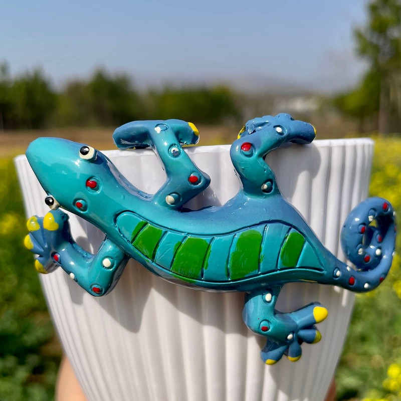 JARPSIRY 4Pcs Resin Climbing Gecko Flower Pot and Vase Hugger,
