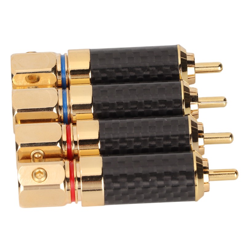 4Pcs RCA Sound Plug Carbon Fiber Gold Plated Oxidation Resistance