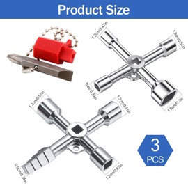 kaiyaya 2 pieces 4-way multifunctional key, triangular key, control cabinet key, 7 mm, 10 mm, 12 mm, 13 mm, 18 mm 3-sided key, universal square triangle key, universal control cabinet