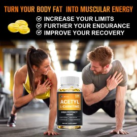 Acetyle L-Carnitine 1500mg High Potency 120Capsules Energy Production Supplement