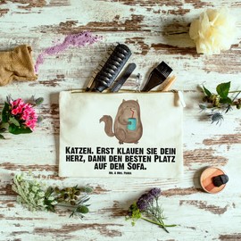 Mr. & Mrs. Panda Make-Up Bag Cat Tin, White, Hand Drawn