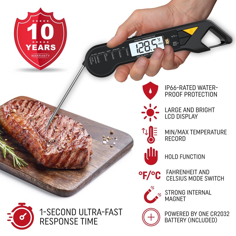 Monarchef Professional Meat Thermometer - Instant Read Food Thermometer with