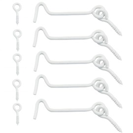 Sdstone Cabin Hook and Eye Latch Gate Door Swivel Window Latch Hook with Mounting Screws,Carbon Steel Door Hook Latch(2.5 inch, 5PCS) White
