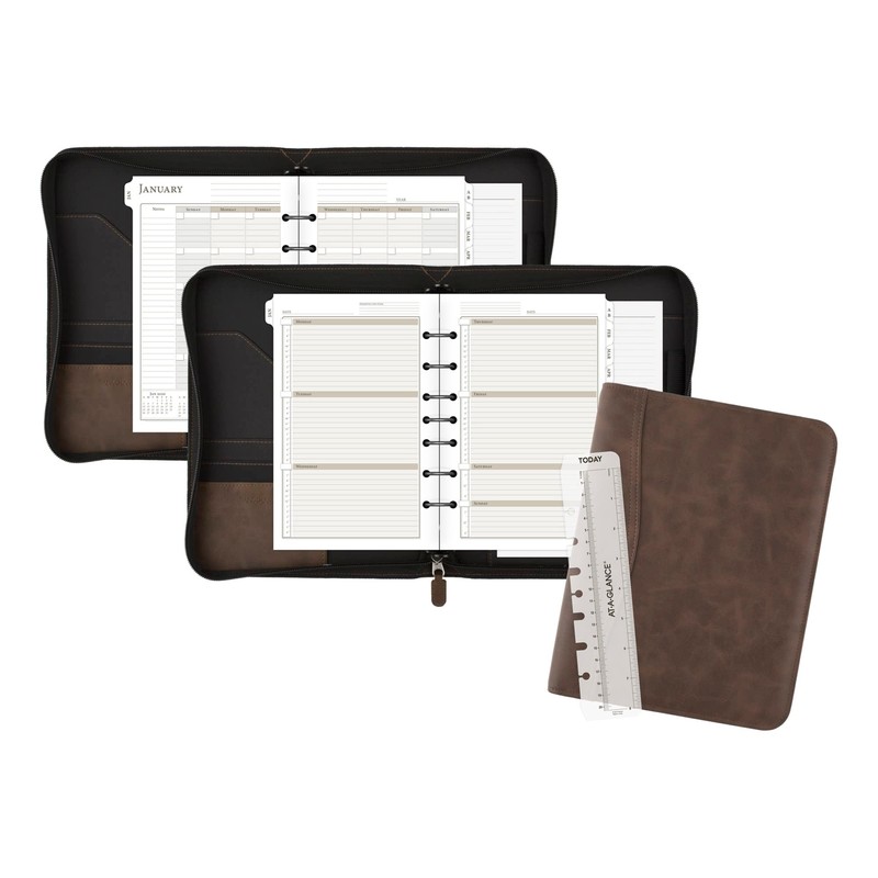 AT-A-GLANCE Simulated Leather Undated Starter Set, 43184 DAY-TIMER, Desk Size,