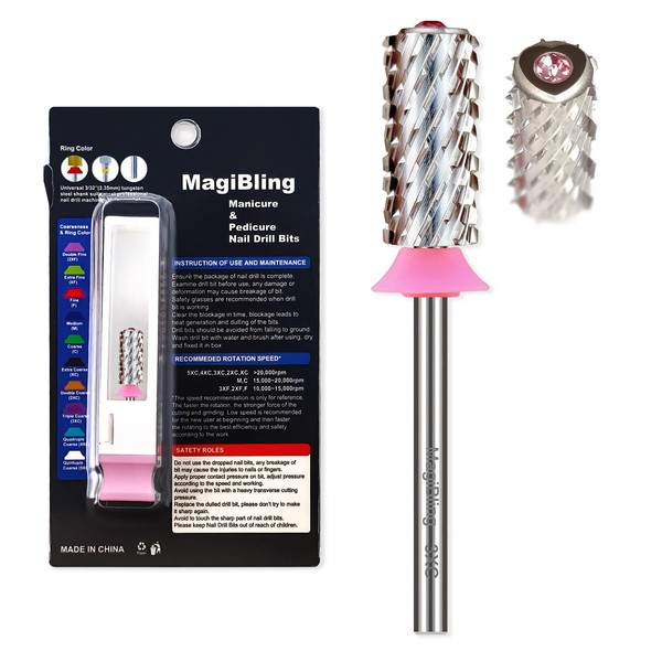 MagiBling Crystal Top Large Barrel 3/32'' Nail Drill Bits, Safety