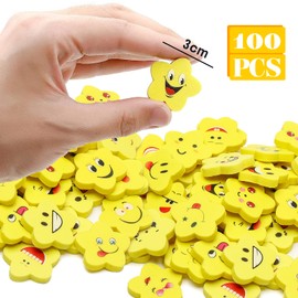 Koogel 100 Pcs Smile Novelty Erasers, Smile Rubber Erasers for Kids Party Favour Party Bag Fillers School Prize Reward