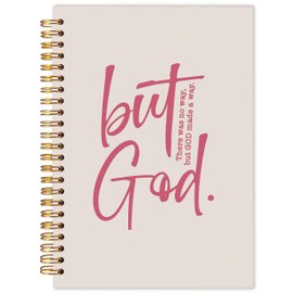 BESERH Inspirational Christian Bible Journals for Women Men, but God Christian Pink Notebook, Prayer Journal for Women Men, Bible Notebooks for Note Taking, Spiral Notebook 5.5x8.3 with 164 Pages