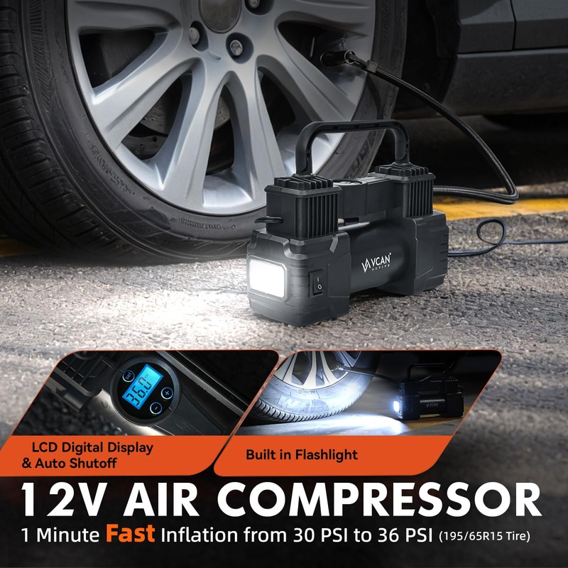 Car Emergency Kit with Portable Air Compressor, First Aid Kit,