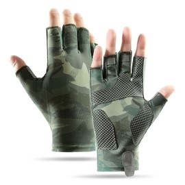 aifitbre Fingerless Fishing Gloves for Men & Women, Sun Protection Gloves Ideal for Fishing, Kayaking, Hiking, Paddling and Outdoor, Green