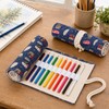 12-Slot Canvas Roll Up Pencil Case with Assorted Designs -