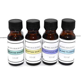 4 Pc Multi Scent 1/2oz Scented Fragrance Oils Himalayan Bamboo, Egyptian Musk, Patchouli & Island Plumeria Electric & Non Electric Warmer Scents