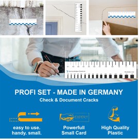 Sachverständigen-Accessoires® Crack Monitor as [Practical Tear Card] Set of 2 | Measuring Gauge | Gap Measure Crack Ruler Crack Width Gauge | Crack Width Ruler | Crack Ruler | Expert