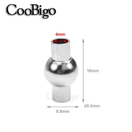 20 Pack 4mm Hole Magnetic Clasps Leather Bracelet Necklace Paracord Fashion Jewelry DIY Leathercraft Accessories Lanyard Connectors #FLQ083-3A Copper Silver-Plated