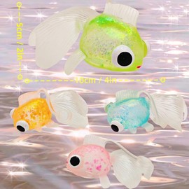 TIM CHESS 4 Pcs Fish Squishy Toys, Adorable Vibrant Squeeze Toys, Soft Animal Squishies for Stress Relief, Perfect for Desk Accessories Vase Decorations Party Favors