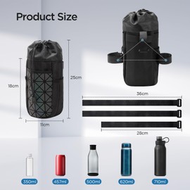 AiQInu Universal Bicycle Bottle Holder with Bag for Folding, Pushchair, Motorcycle, Wheelchair, Scooter