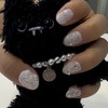 Silver Garo Kitty Handmade Nail Tips - Long Almond /