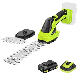 SnapFresh 20V Hedge Trimmer Cordless, 2 in 1 8.67" Electric Shrub Trimmer and 4.72” Grass Shears with 2.0Ah Battery and Charger, Handheld Grass Cutter/Bush Trimmer for Garden Yard