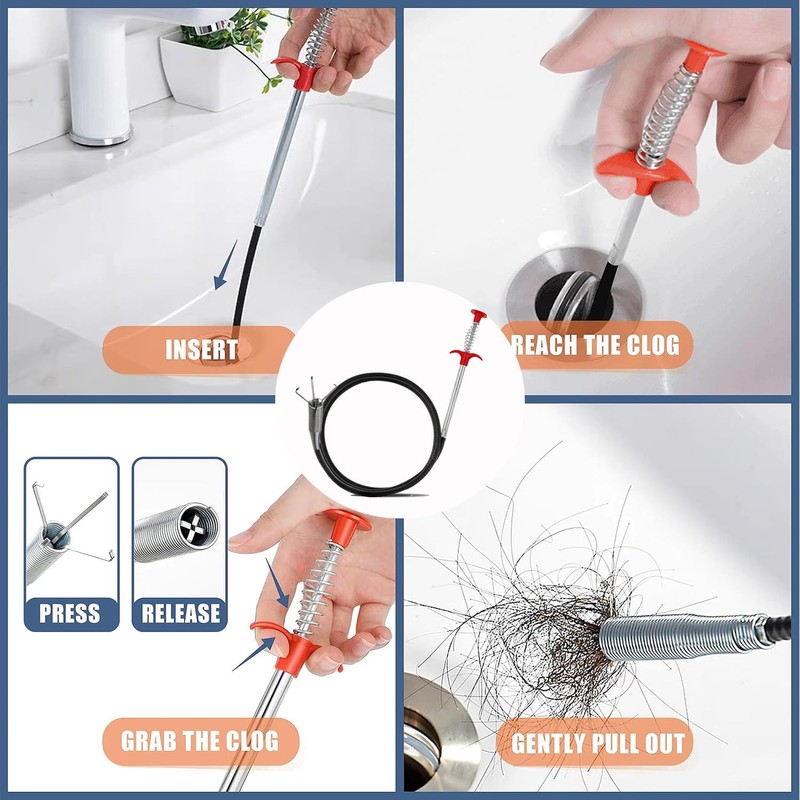 2-Pack Drain Snake & Clog Remover Tool (35'' & 79'')