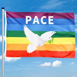 Peace Flag 150 x 90 cm, Peace Flag Peace Flag with Eyelets Peace Flag Dove for Home, Indoor and Outdoor Use, Durable Polyester, Weatherproof, UV-Resistant