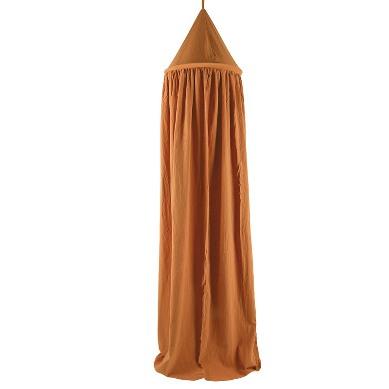 Brown Canopy Sheer Bedframe Mosquito Net Round Canopy House Decoration