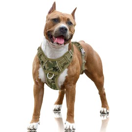 BARKBAY No Pull Dog Harness Large Reflective Dog Harness with Front Clip and Easy Control Handle for Walking Training Running with ID tag Pocket(Camo,L)